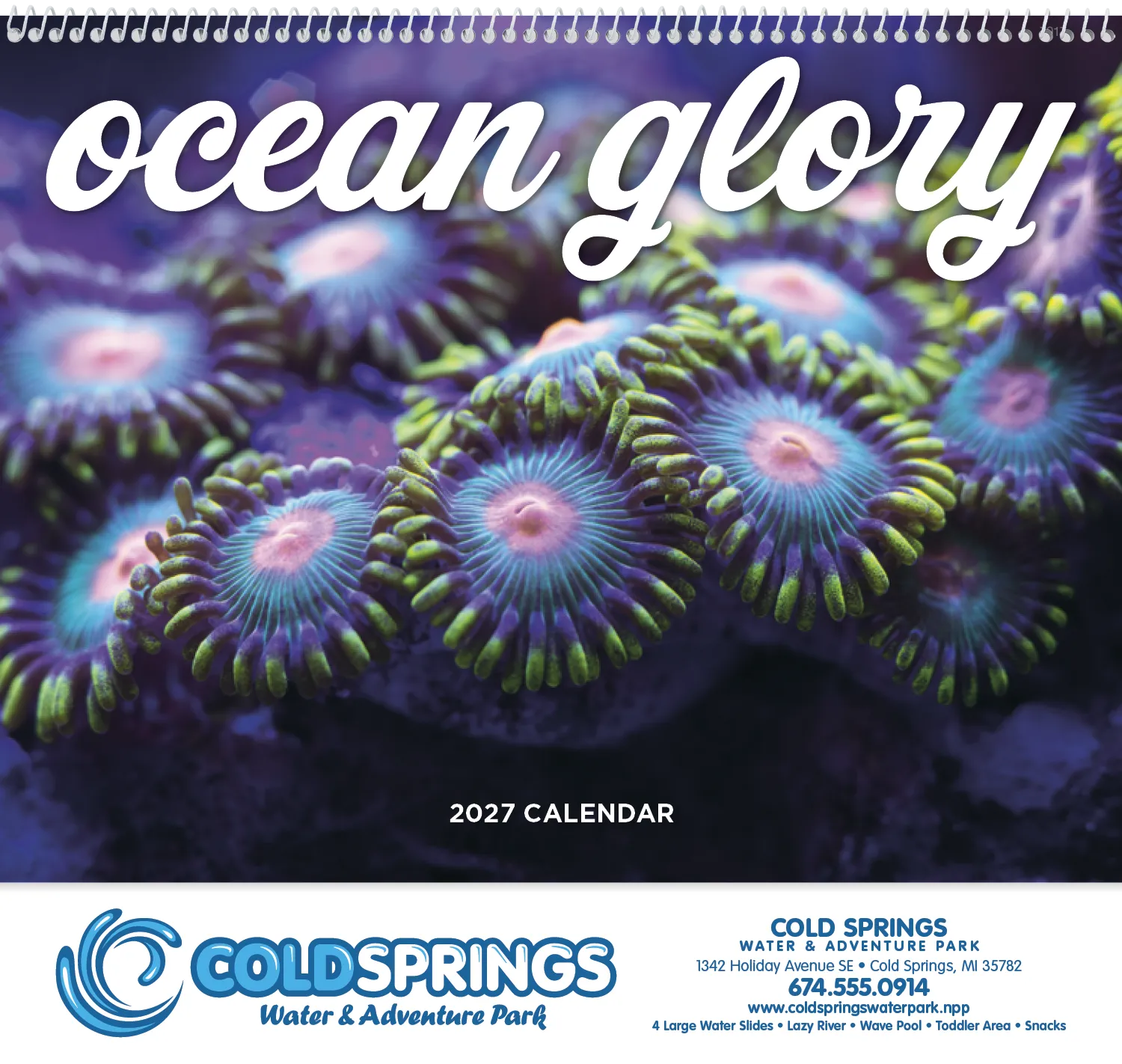 Ocean Glory Sea Life Spiral Wall Calendar FSC Paper - 18.5 x 11 in - product view 2