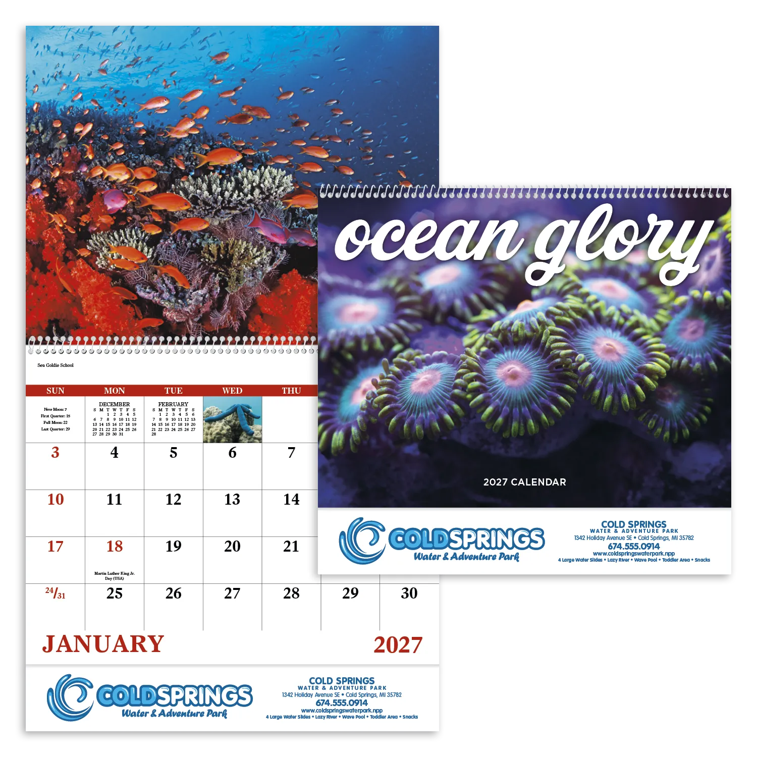 Ocean Glory Sea Life Spiral Wall Calendar FSC Paper - 18.5 x 11 in - product view 19