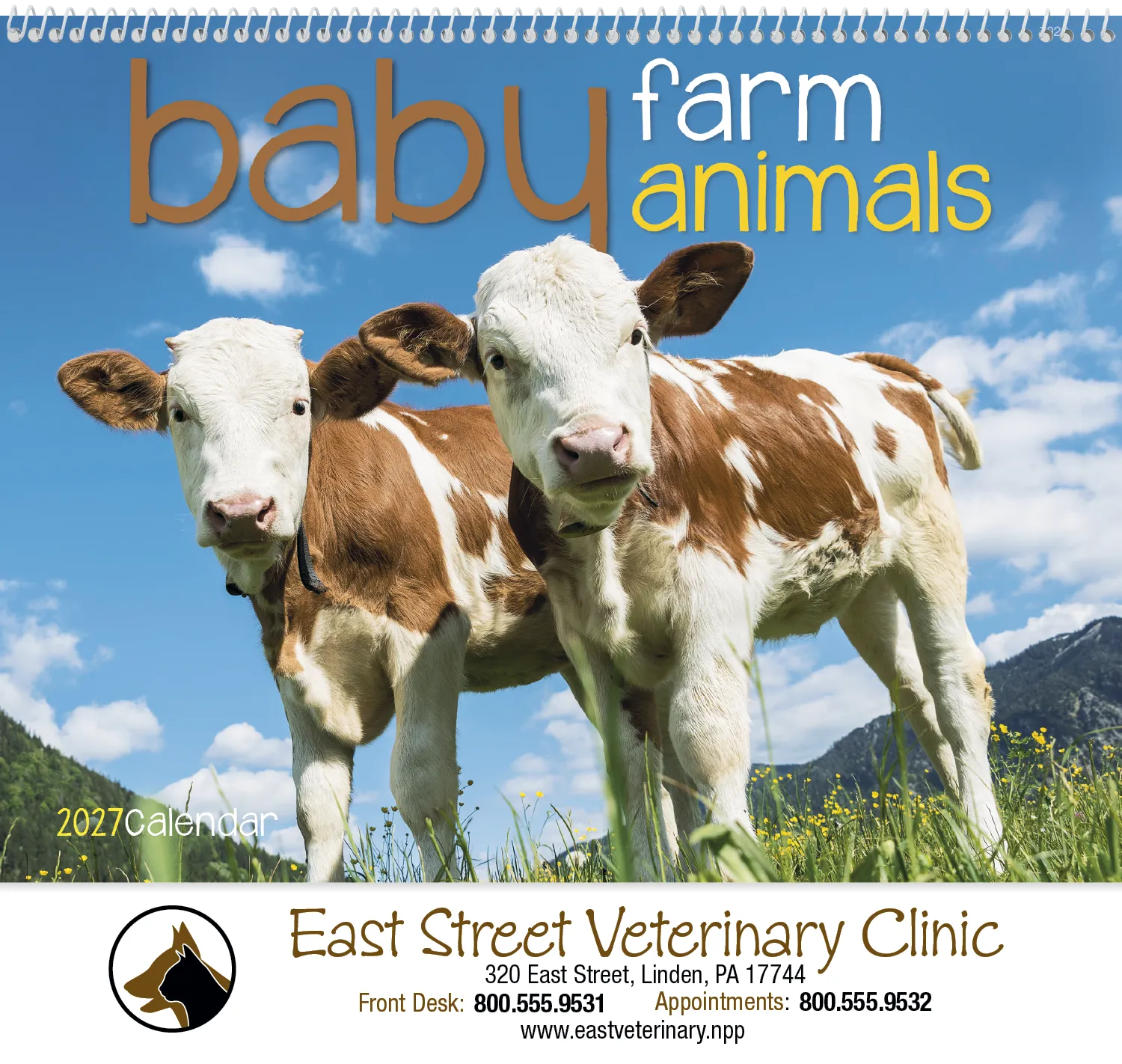 Baby Farm Animals Spiral Wall Calendar FSC Paper - 18.5 x 11 in - product view 2