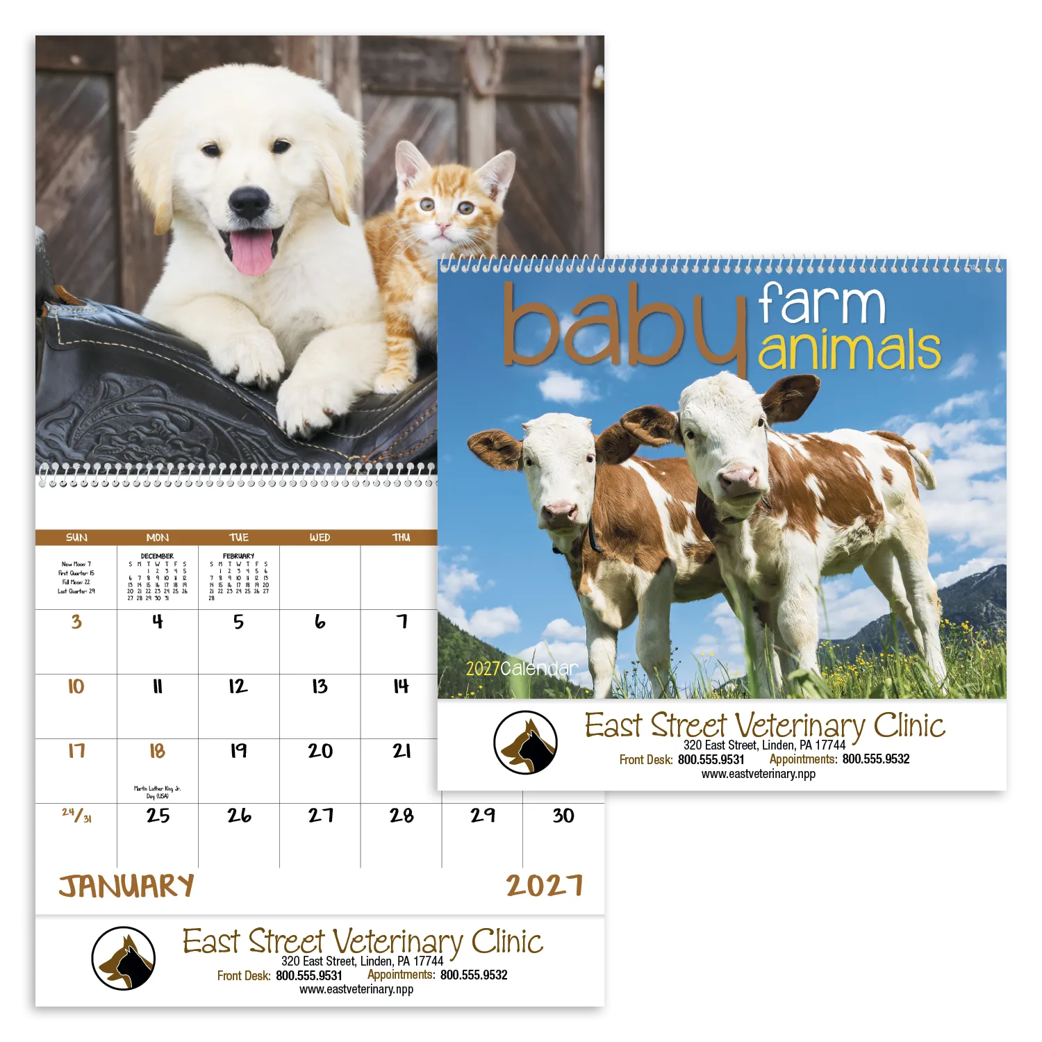 Baby Farm Animals Spiral Wall Calendar FSC Paper - 18.5 x 11 in - product view 19