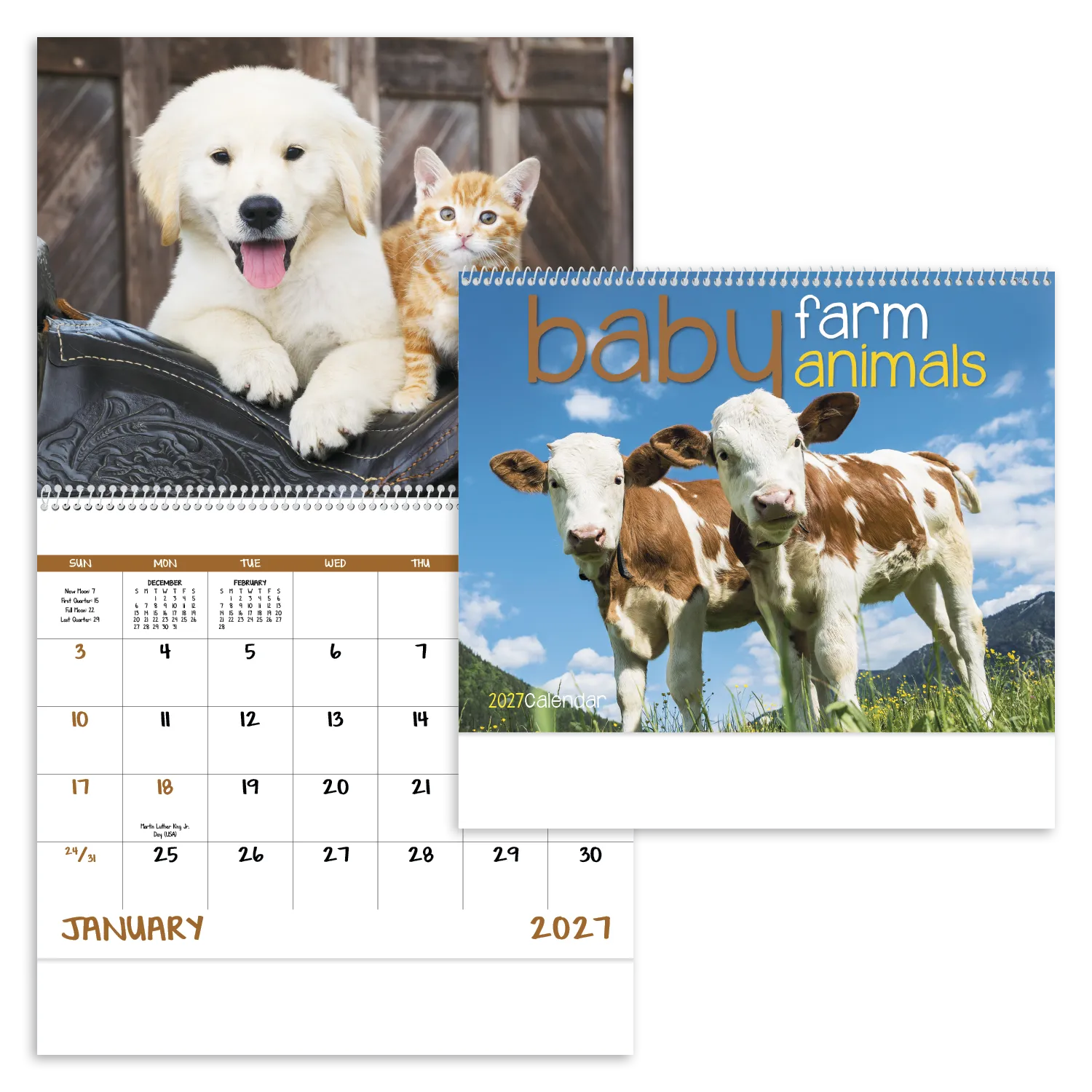 Baby Farm Animals Spiral Wall Calendar FSC Paper - 18.5 x 11 in - product view 20