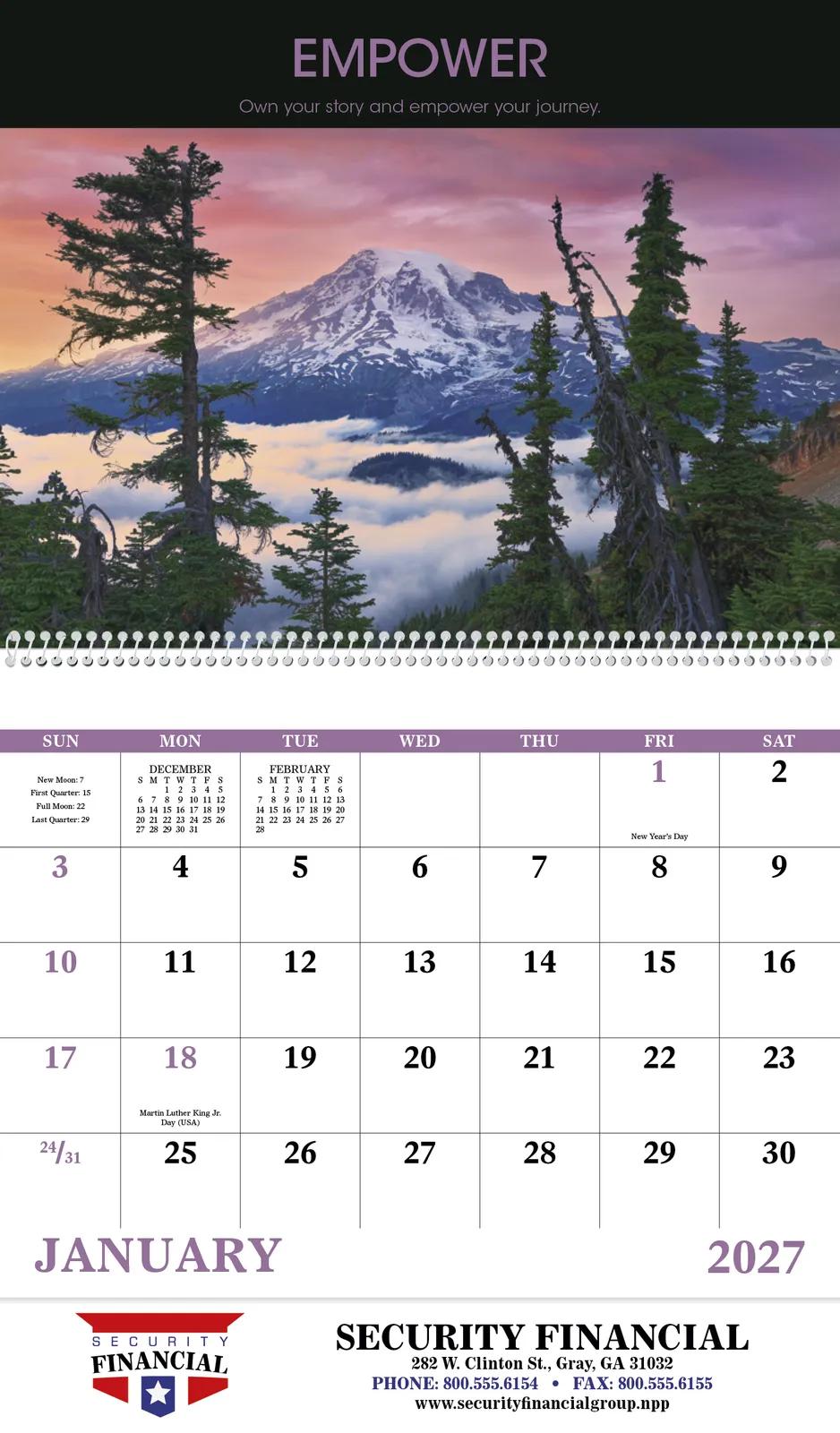 Motivations Inspirational Spiral Calendar FSC Paper - 18.5 x 11 in - product view 4