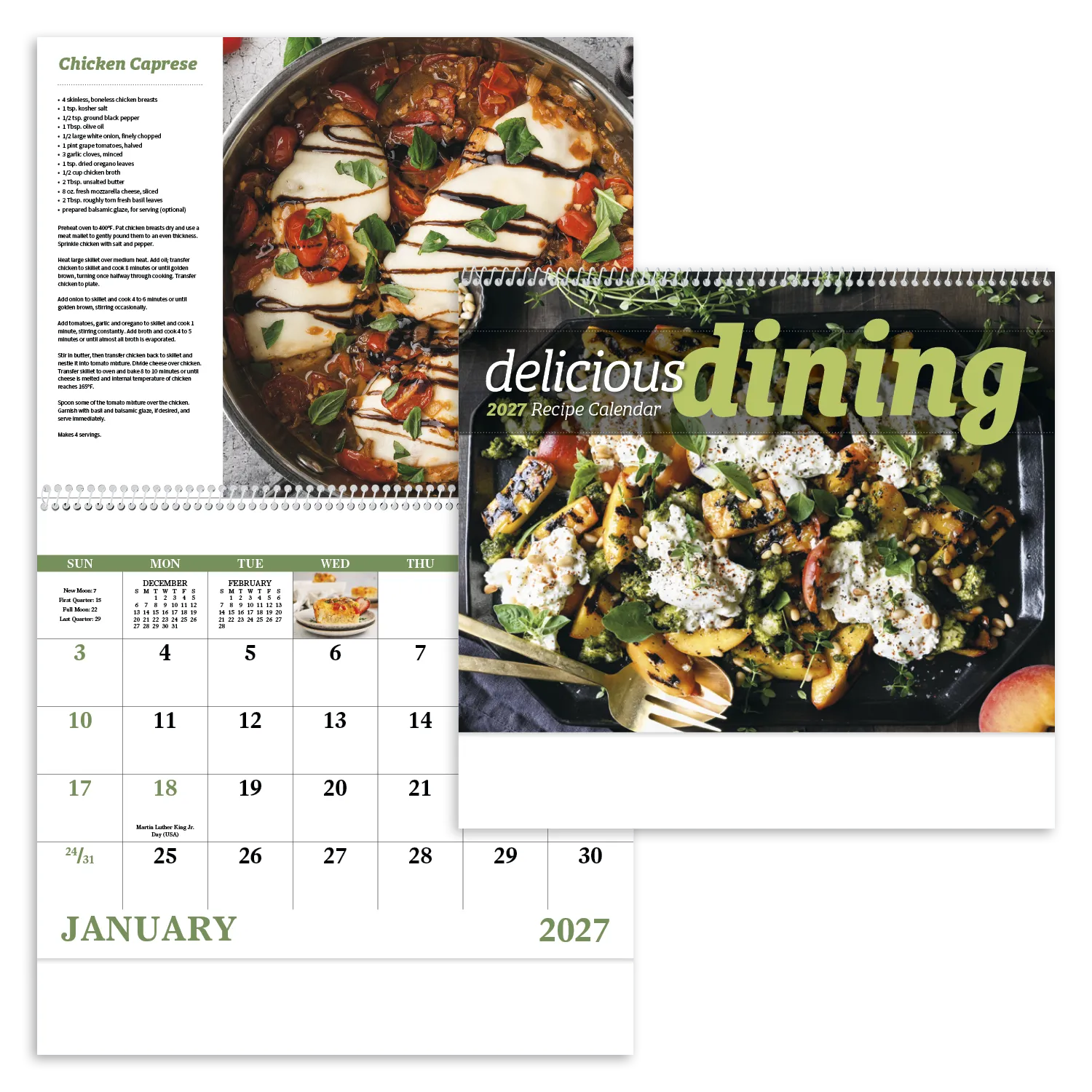 Recipe Spiral Wall Calendar with Food Photography - 18.5 x 11 in - product view 20