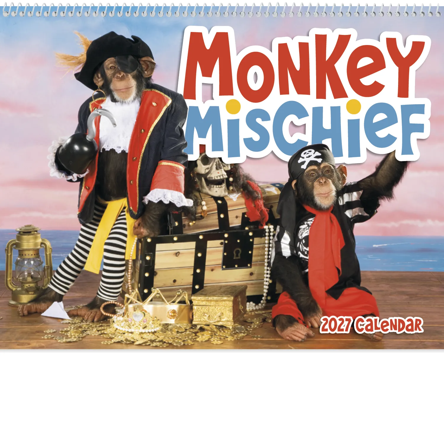 Monkey Humor Spiral Wall Calendar FSC Paper - 18.5 x 11 in - product view 3