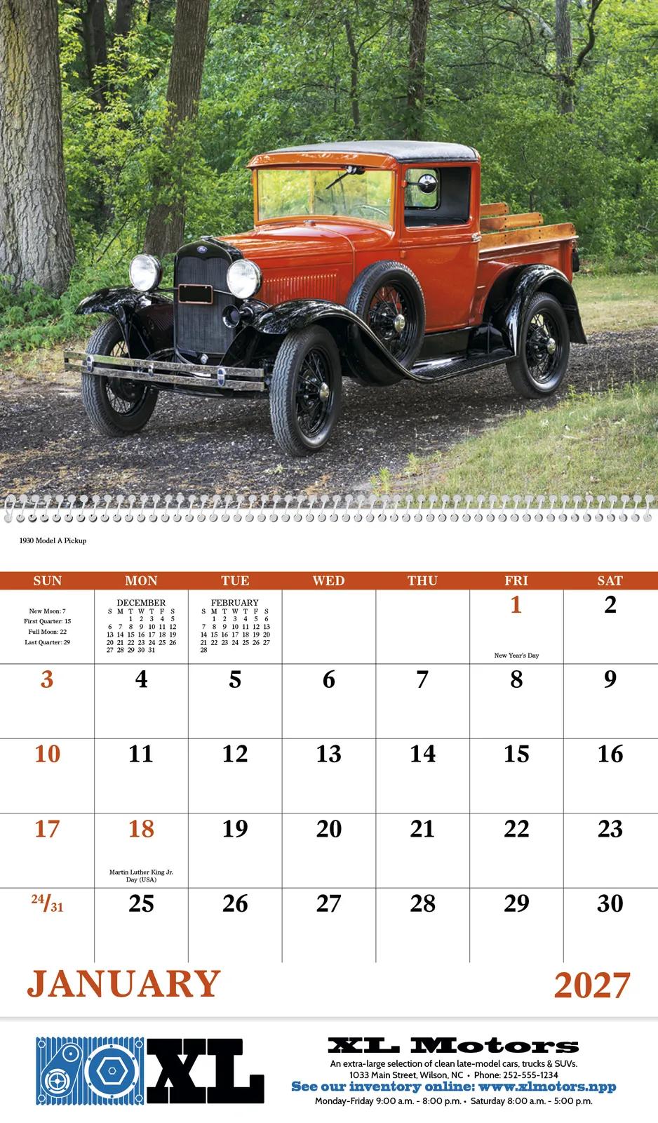 Vintage Trucks Spiral Wall Calendar FSC Paper - 18.5 x 11 in - product view 4