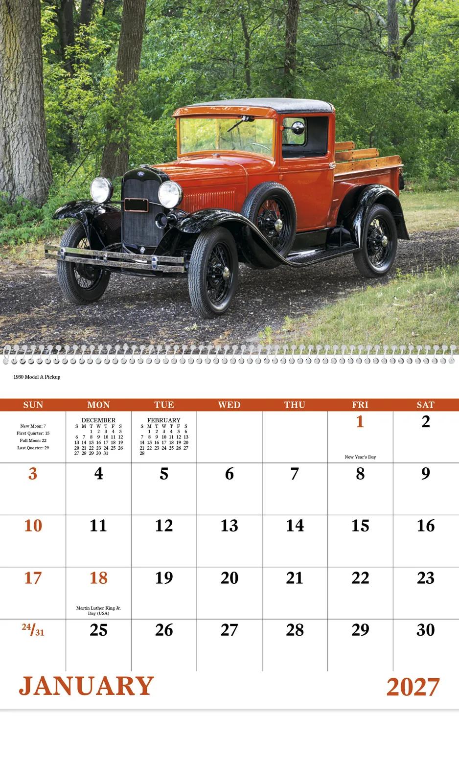 Vintage Trucks Spiral Wall Calendar FSC Paper - 18.5 x 11 in - product view 5