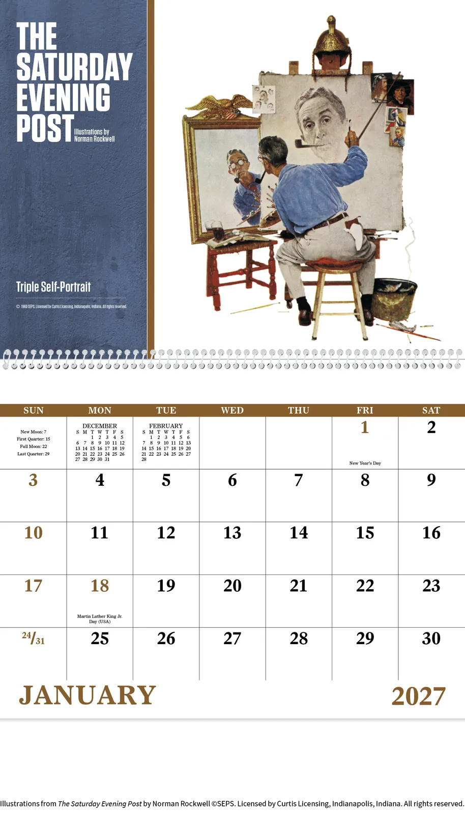 Norman Rockwell Spiral Wall Calendar Saturday Evening Post - 18.5 x 11 in - product view 5