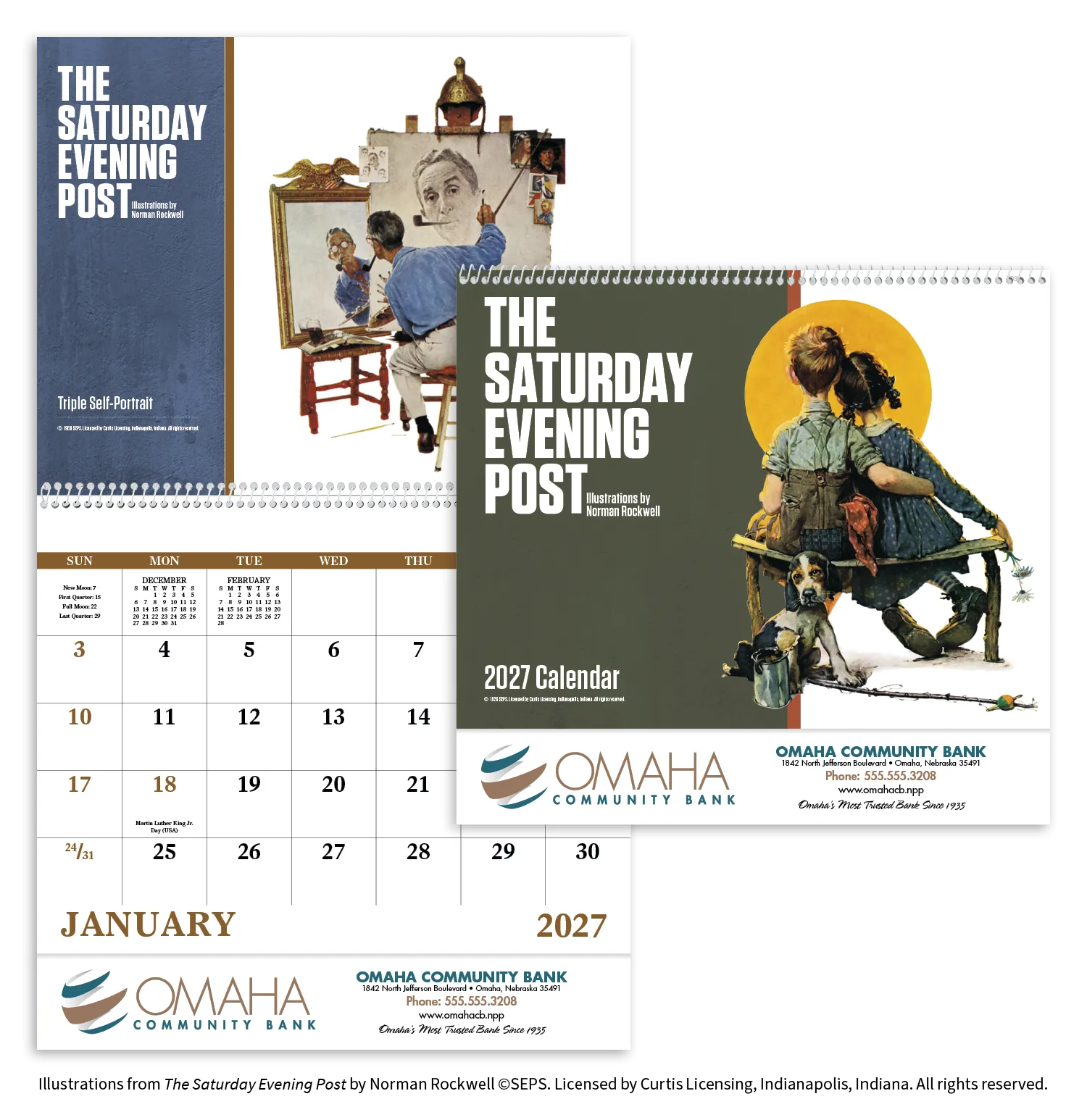 Norman Rockwell Spiral Wall Calendar Saturday Evening Post - 18.5 x 11 in - product view 19