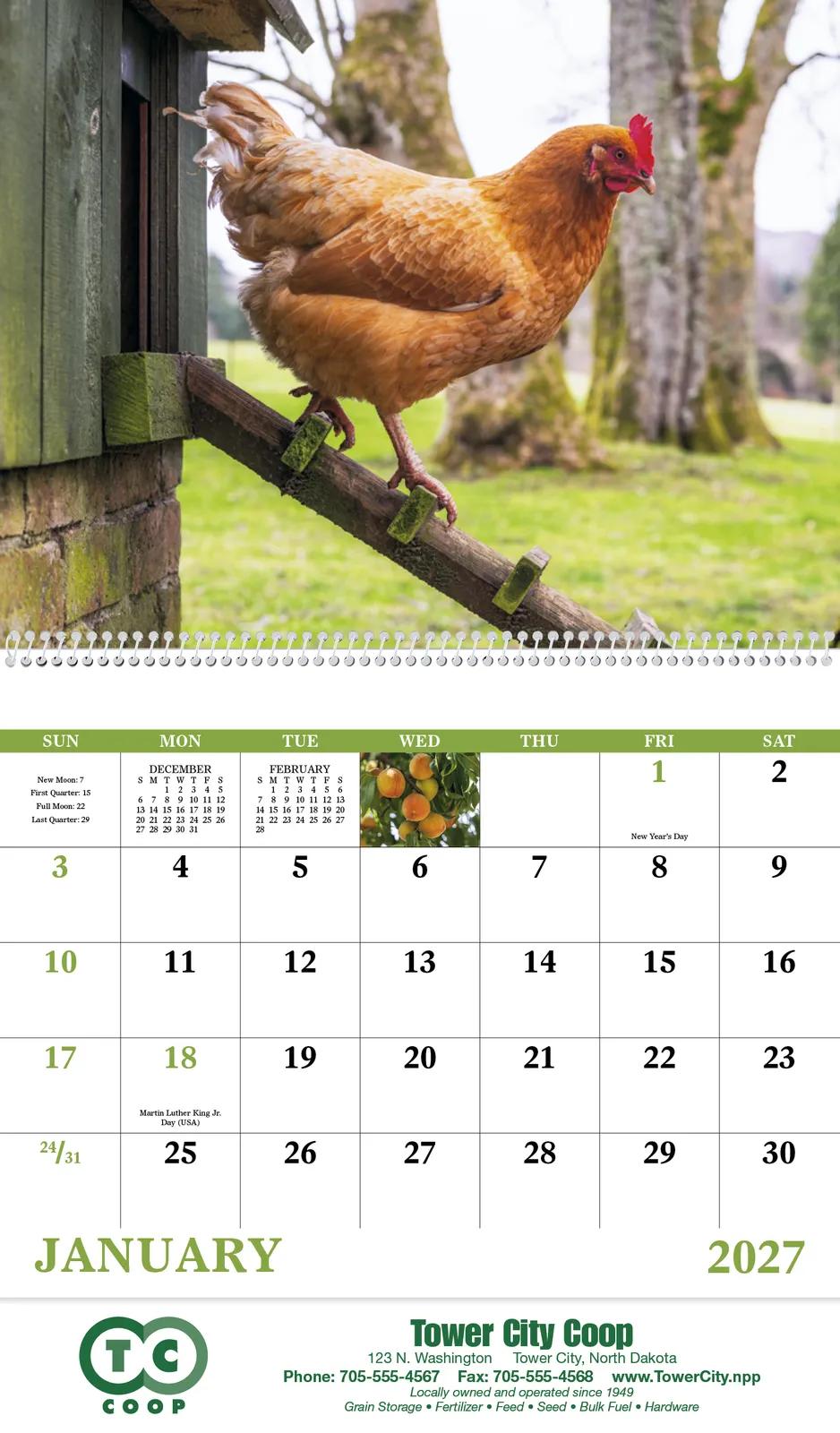 Agriculture Spiral Wall Calendar Rural Life FSC - 18.5 x 11 in - product view 4