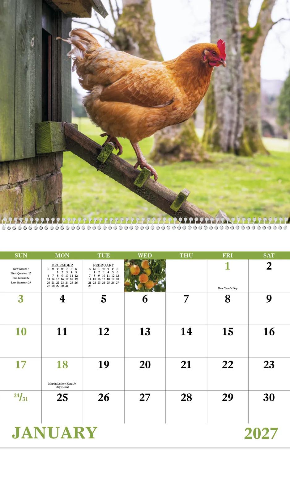 Agriculture Spiral Wall Calendar Rural Life FSC - 18.5 x 11 in - product view 5