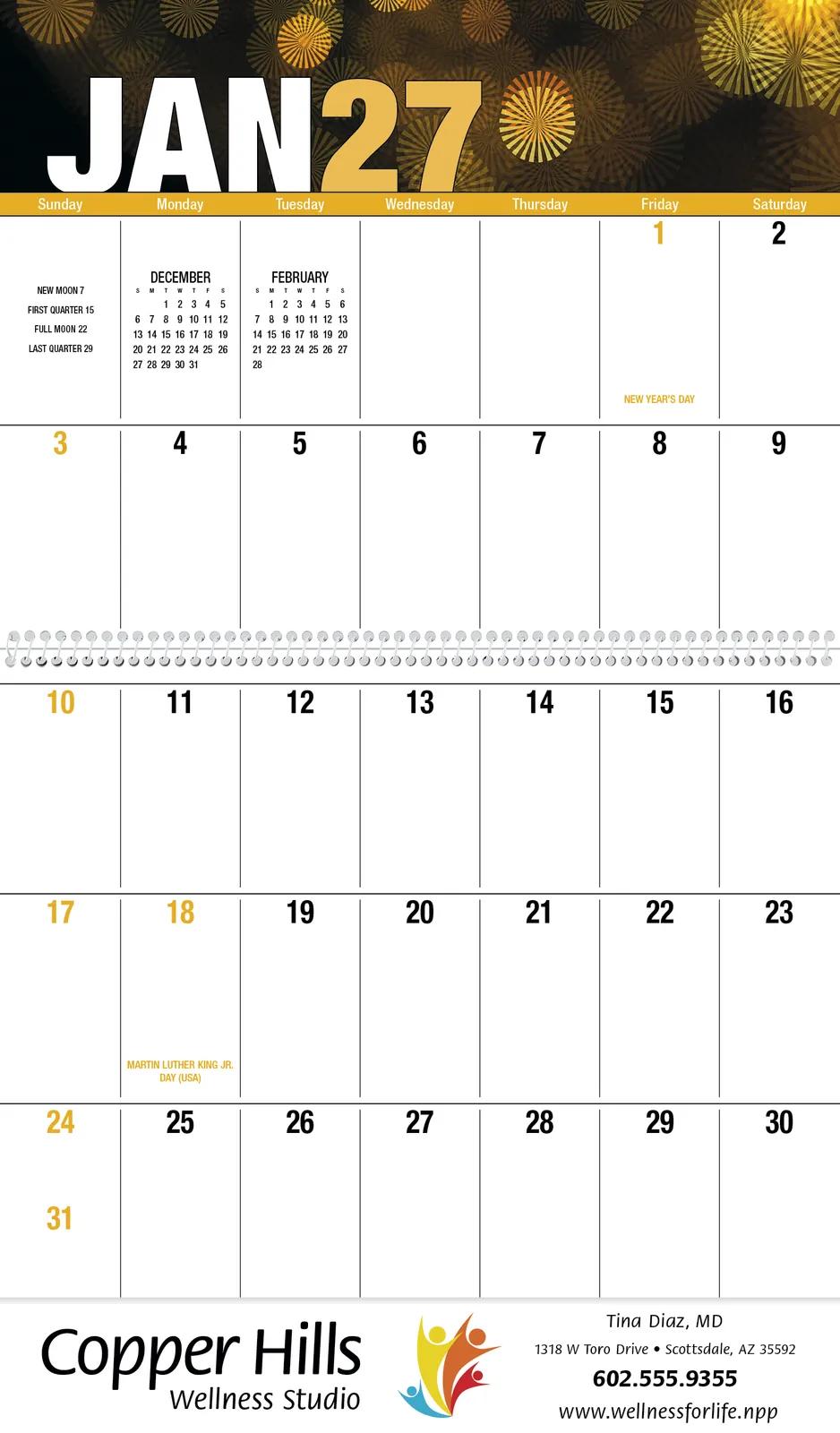 Seasonal Big Block Wall Calendar Large Writing Space - 18.5 x 11 in - product view 4