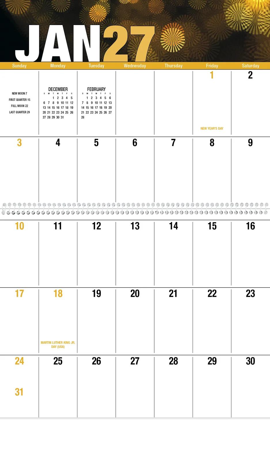 Seasonal Big Block Wall Calendar Large Writing Space - 18.5 x 11 in - product view 5