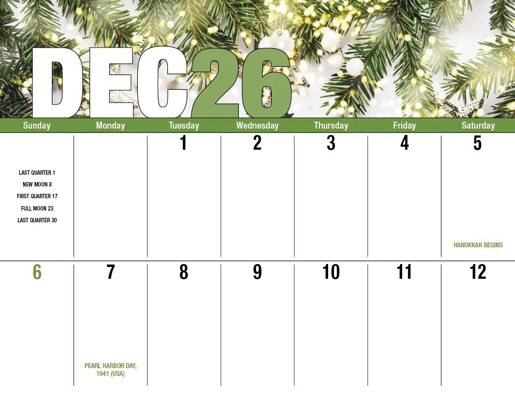 Seasonal Big Block Wall Calendar Large Writing Space - 18.5 x 11 in - product view 6