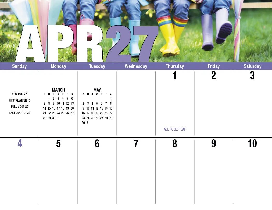 Seasonal Big Block Wall Calendar Large Writing Space - 18.5 x 11 in - product view 10