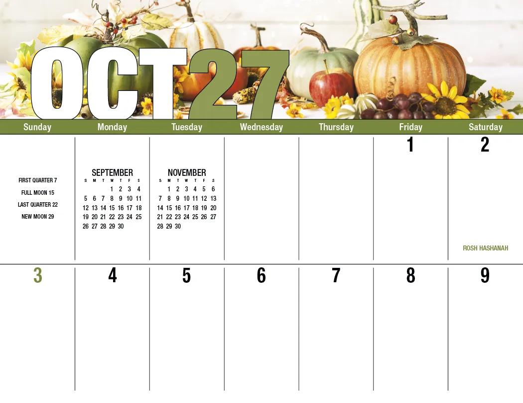 Seasonal Big Block Wall Calendar Large Writing Space - 18.5 x 11 in - product view 16