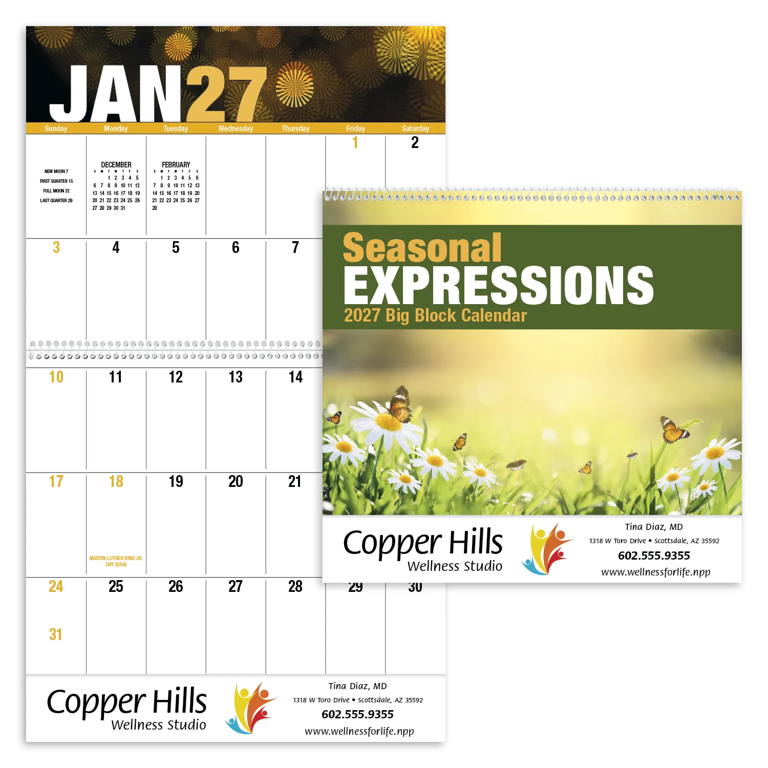 Seasonal Big Block Wall Calendar Large Writing Space - 18.5 x 11 in - product view 19