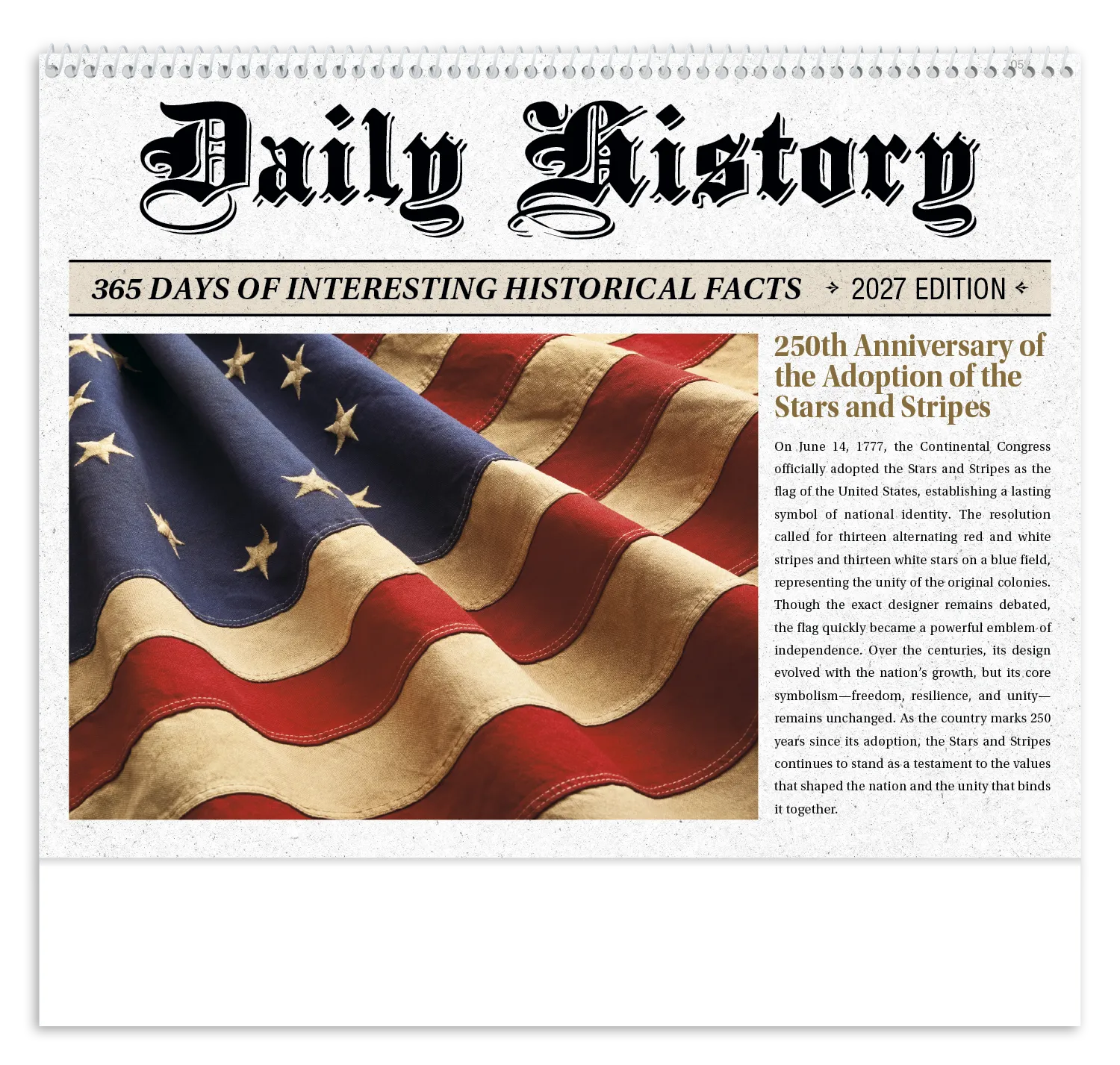 Daily History Spiral Wall Calendar American Facts - 18.5 x 11 in - product view 12