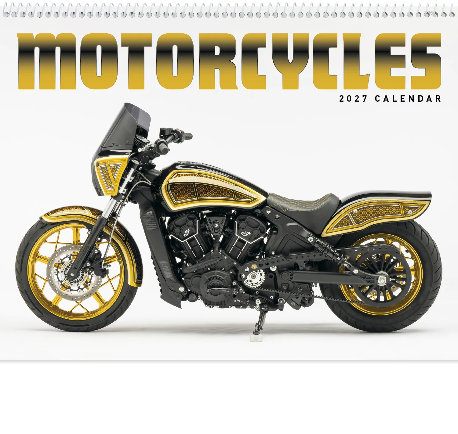 Motorcycles Spiral Wall Calendar Custom Chrome - 18.5 x 11 in - product view 3