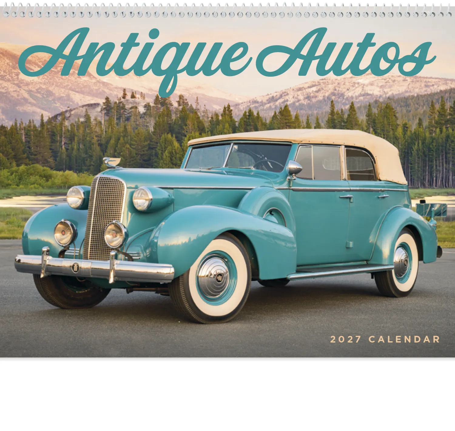 Antique Autos Spiral Wall Calendar Elegant Style - 18.5 x 11 in - product view 3