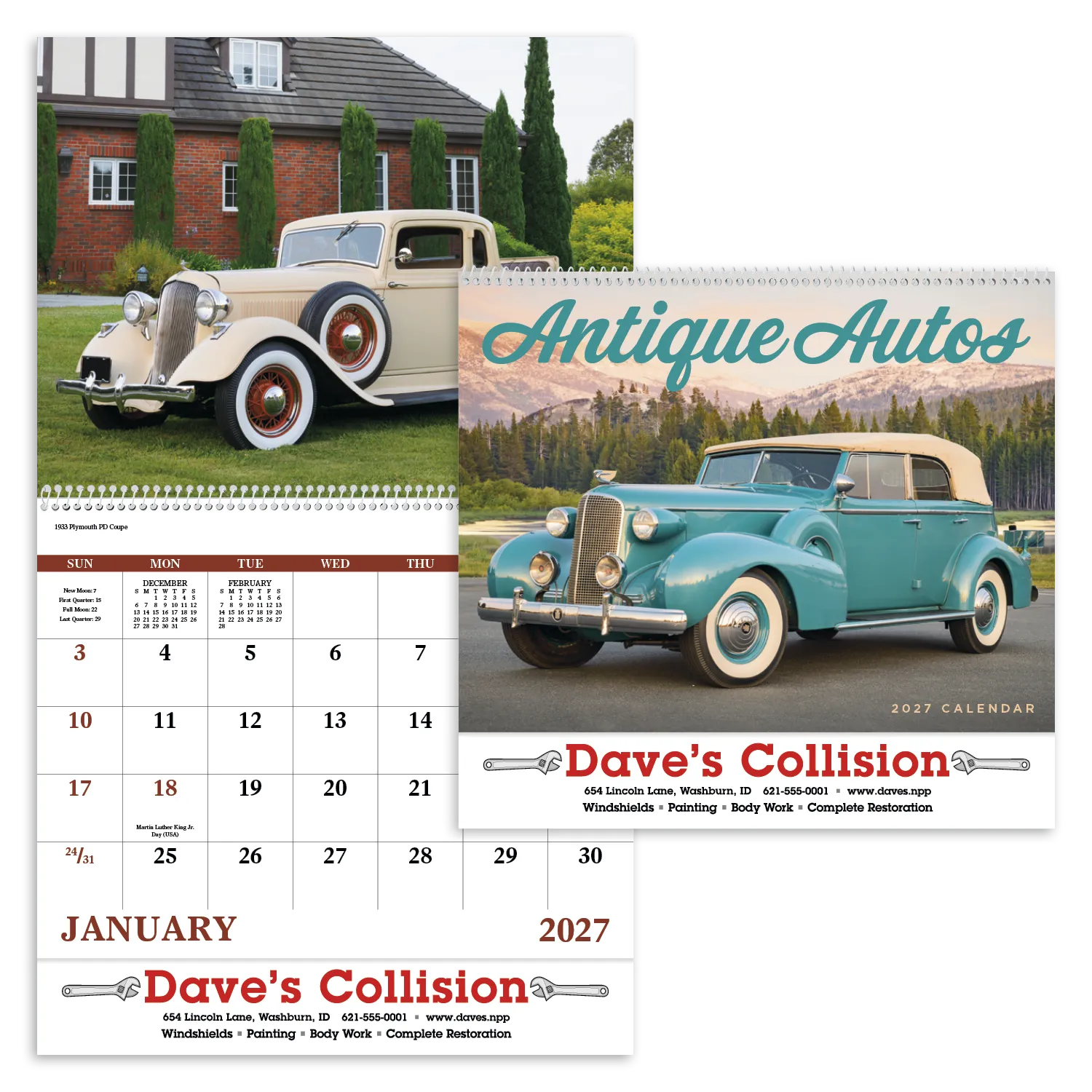 Antique Autos Spiral Wall Calendar Elegant Style - 18.5 x 11 in - product view 19