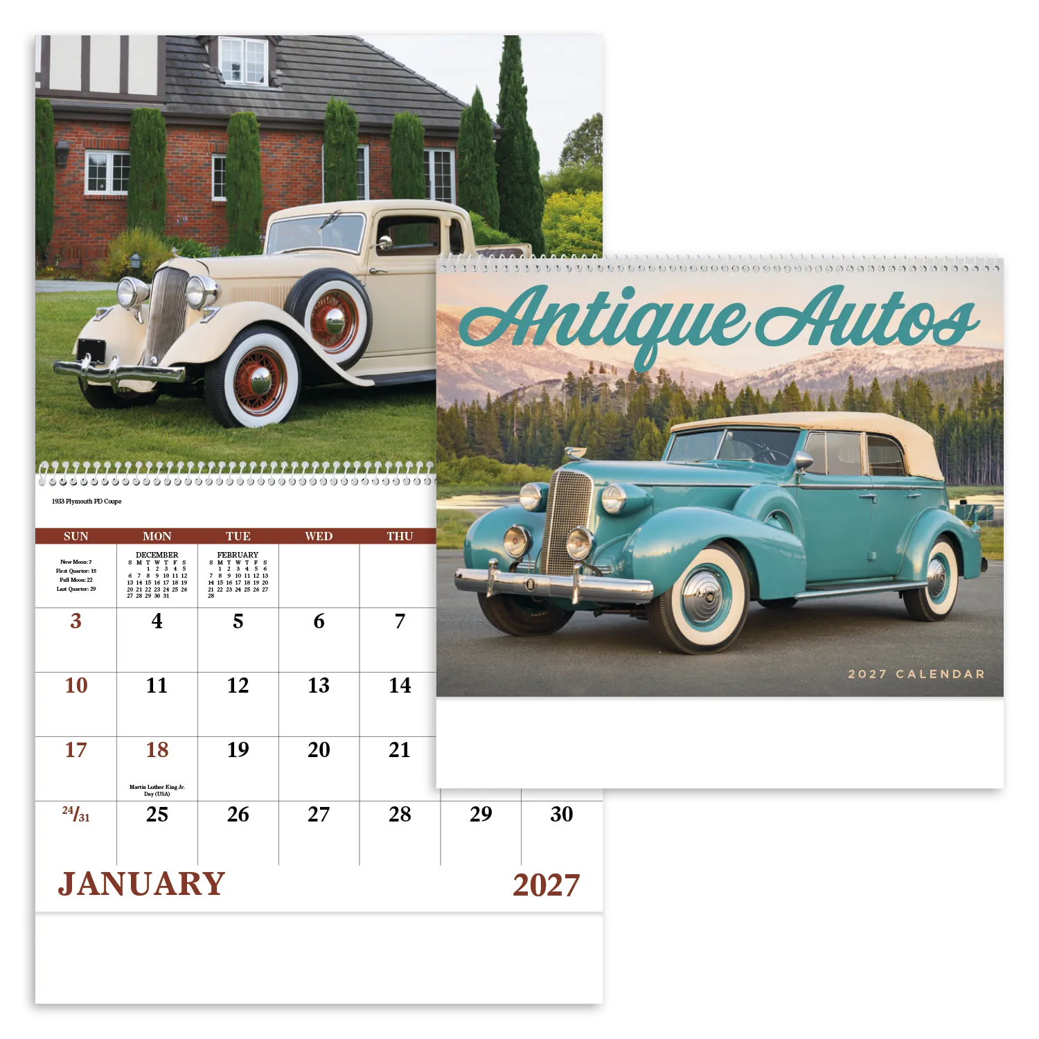 Antique Autos Spiral Wall Calendar Elegant Style - 18.5 x 11 in - product view 20