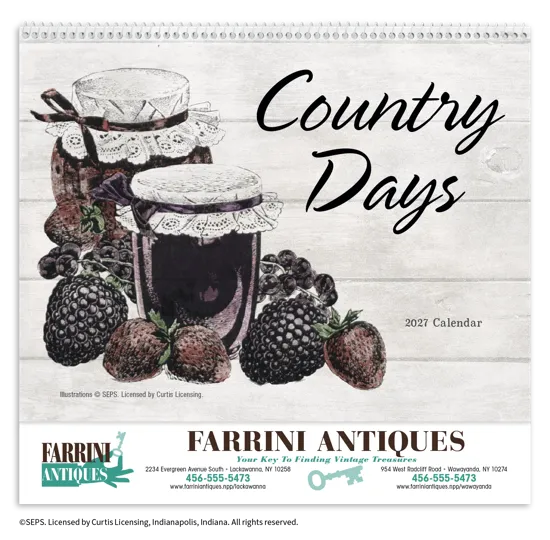 Country Days Spiral Wall Calendar FSC Paper - 18.5 x 11 in