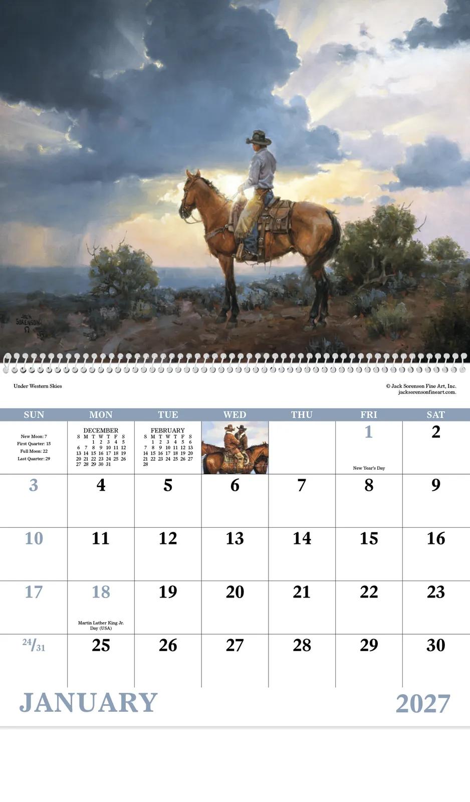 Western Frontier Spiral Wall Calendar FSC Paper - 18.5 x 11 in - product view 5