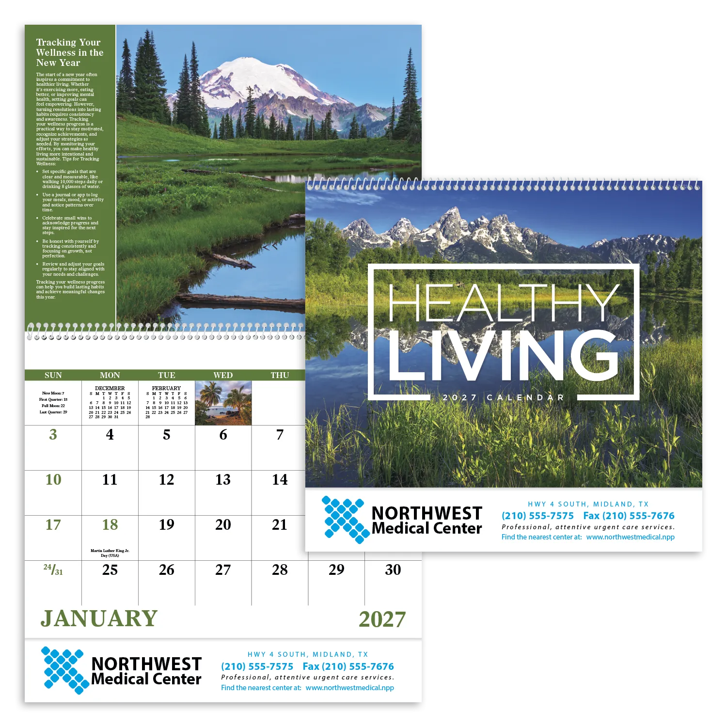 Healthy Living Spiral Wall Calendar FSC Paper - 18.5 x 11 in - product view 19