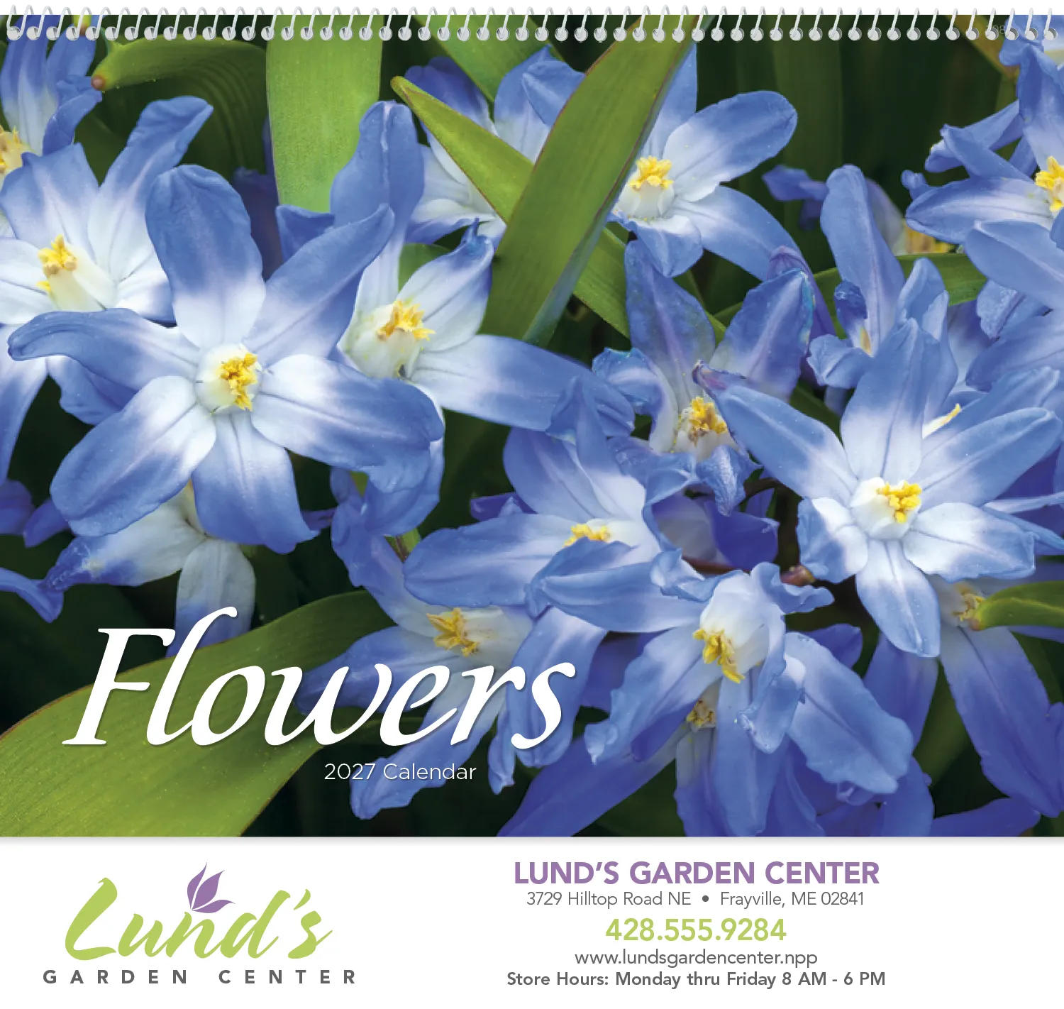 Flowers Spiral Wall Calendar FSC Paper - 18.5 x 11 in - product view 2