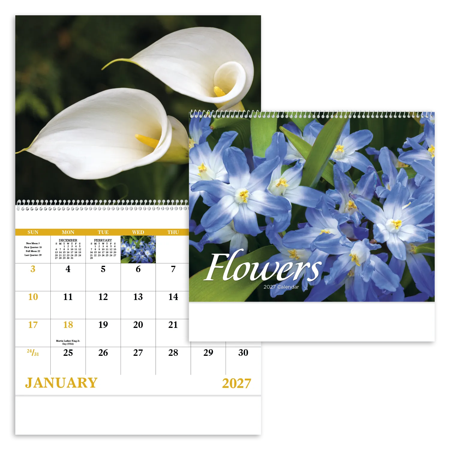 Flowers Spiral Wall Calendar FSC Paper - 18.5 x 11 in - product view 20