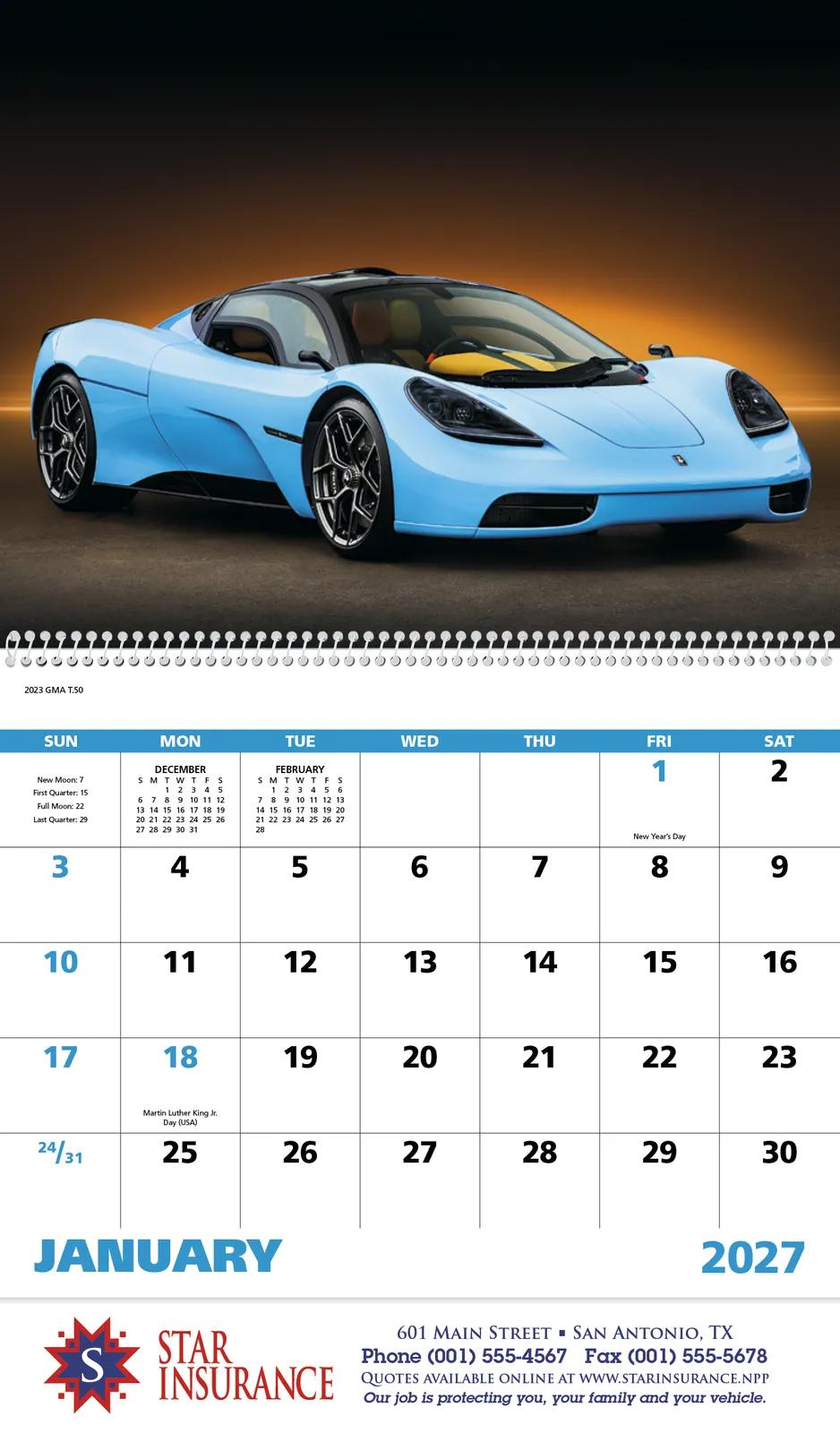 Exotic Sports Cars Spiral Wall Calendar FSC - 18.5 x 11 in - product view 4