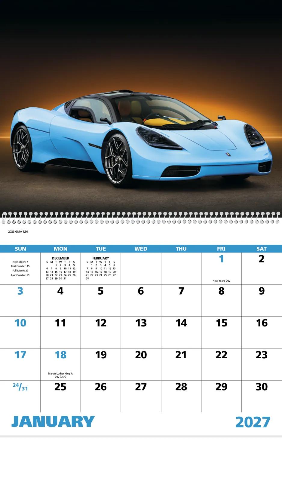 Exotic Sports Cars Spiral Wall Calendar FSC - 18.5 x 11 in - product view 5