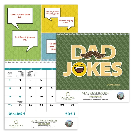 Dad Jokes Spiral Wall Calendar FSC Paper - 11 in Wide