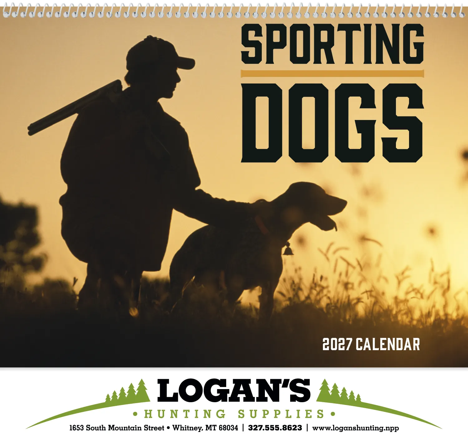 Sporting Dogs Spiral Wall Calendar FSC Paper - 18.5 x 8.5 in - product view 2
