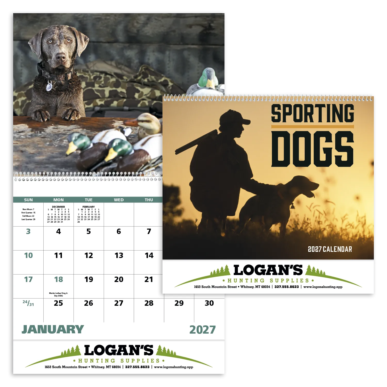 Sporting Dogs Spiral Wall Calendar FSC Paper - 18.5 x 8.5 in - product view 19