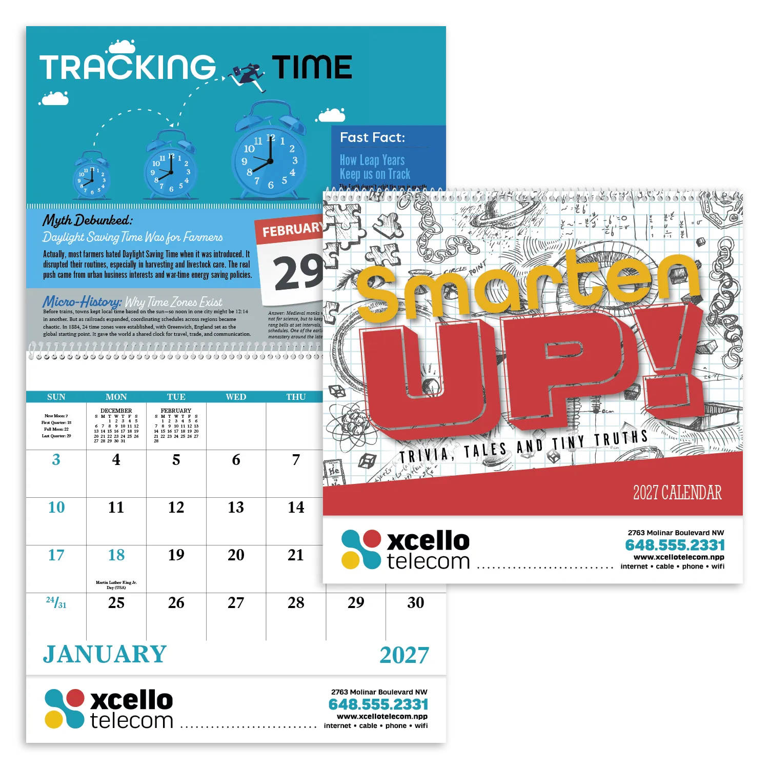 Trivia Facts Spiral Wall Calendar Educational FSC - 18.5 x 11 in - product view 2