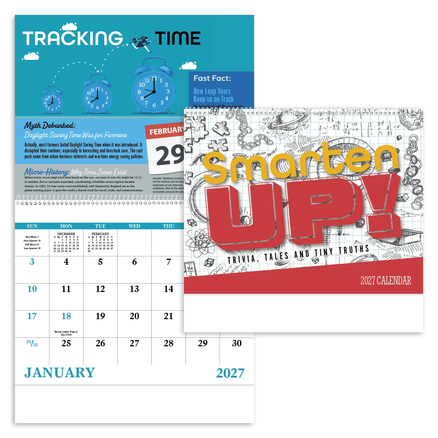 Trivia Facts Spiral Wall Calendar Educational FSC - 18.5 x 11 in - product view 3