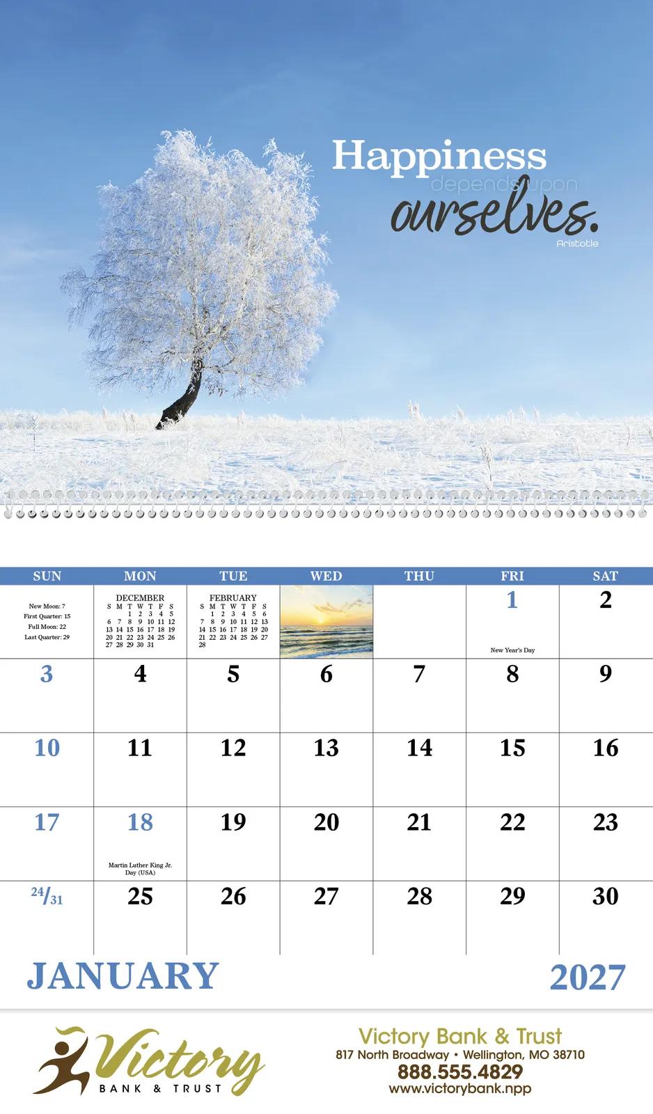 Simplicity Spiral Wall Calendar Quotes FSC Paper - 18.5 x 11 in - product view 17