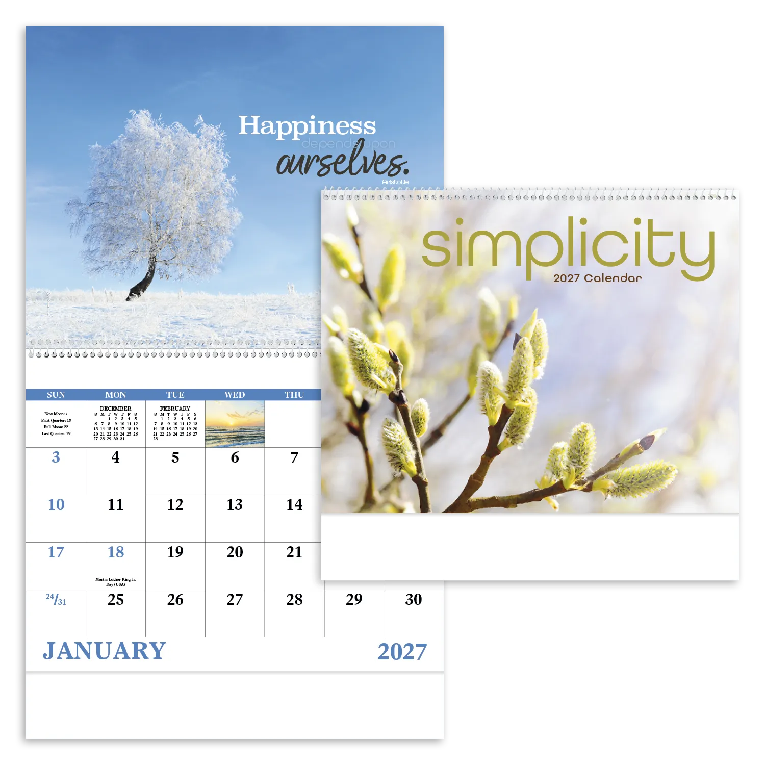 Simplicity Spiral Wall Calendar Quotes FSC Paper - 18.5 x 11 in - product view 20