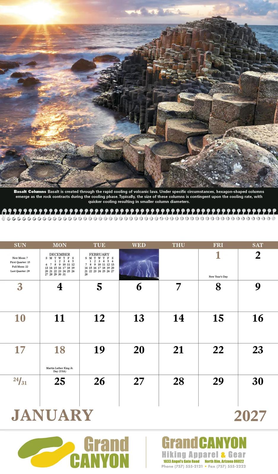 Power of Nature Spiral Wall Calendar FSC Paper - 18.5 x 11 in - product view 4