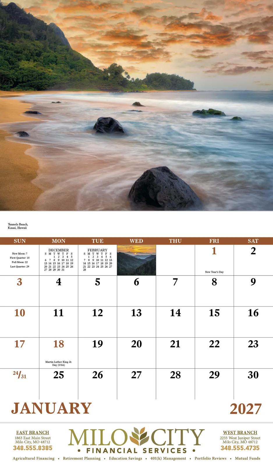Landscapes America Stapled Wall Calendar FSC - 19 x 11 in - product view 4