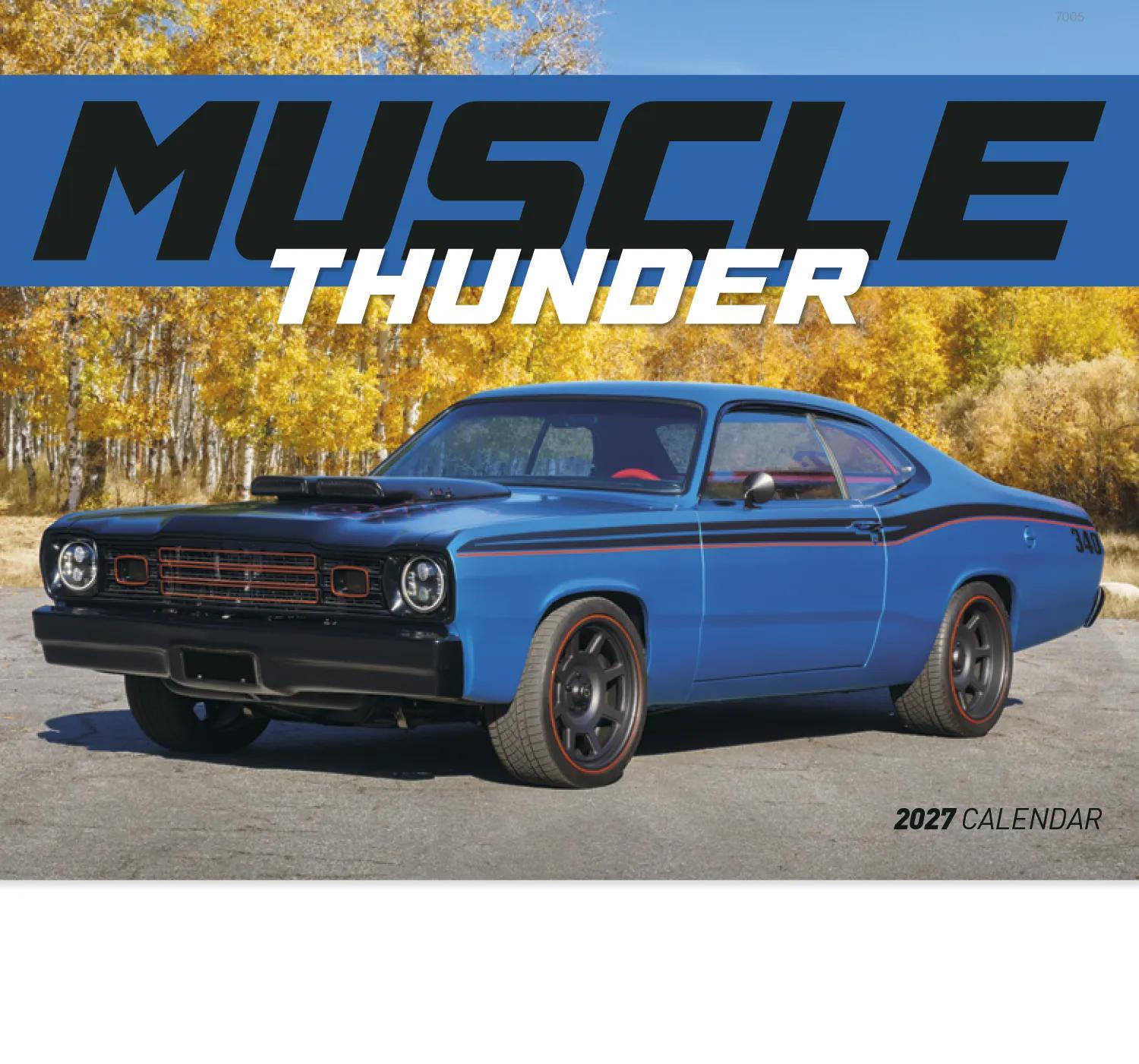 Muscle Car Wall Calendar Stapled FSC Gloss Paper - 19 x 11 in - product view 3