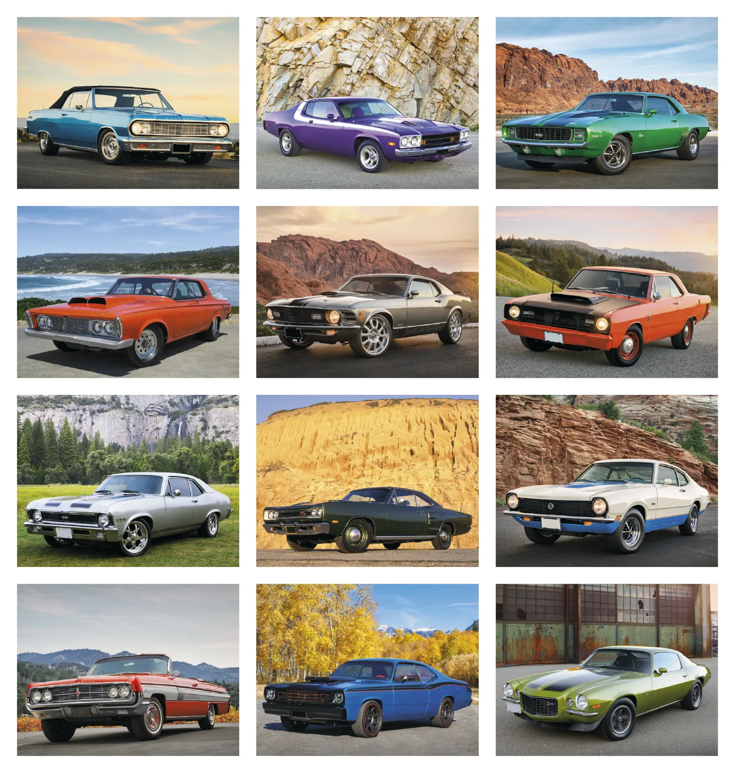 Muscle Car Wall Calendar Stapled FSC Gloss Paper - 19 x 11 in - product view 21