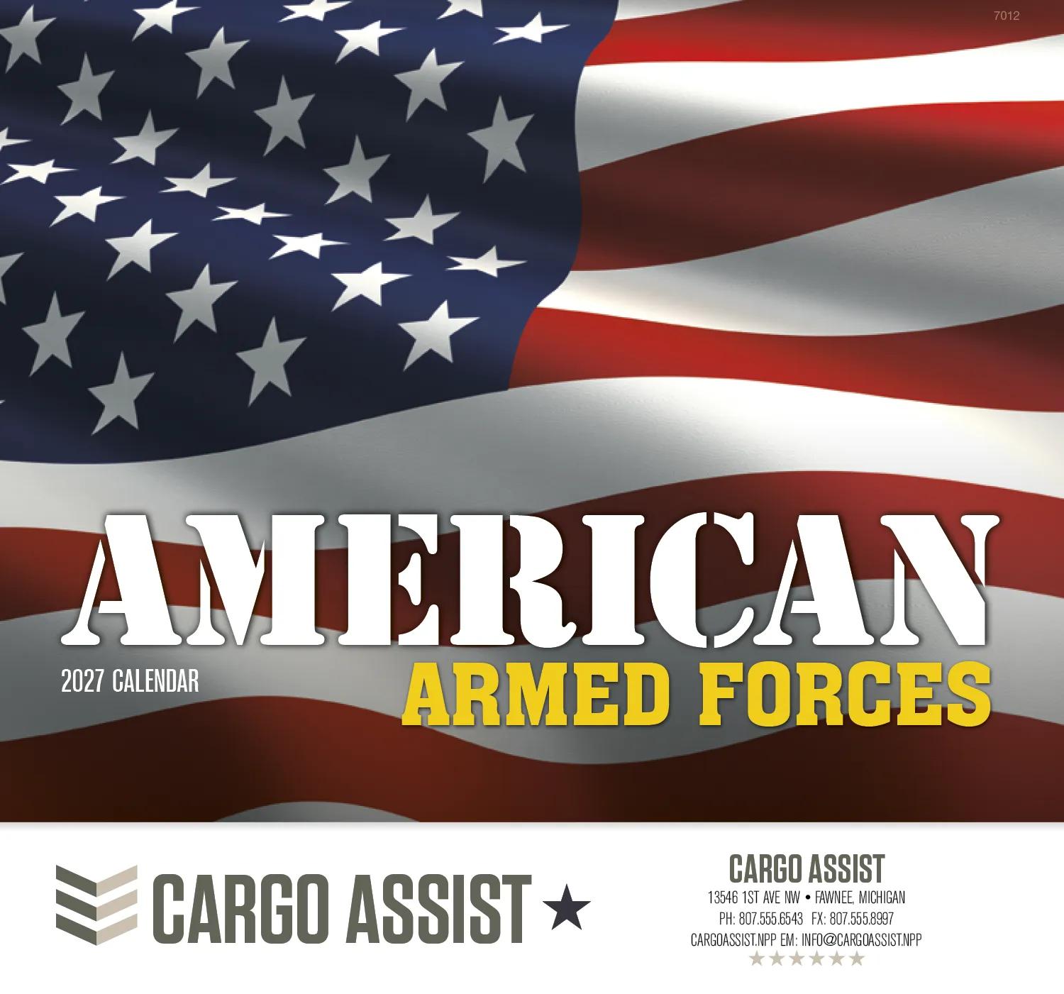 Armed Forces Wall Calendar Stapled Patriotic FSC Paper - 19 x 11 in - product view 2