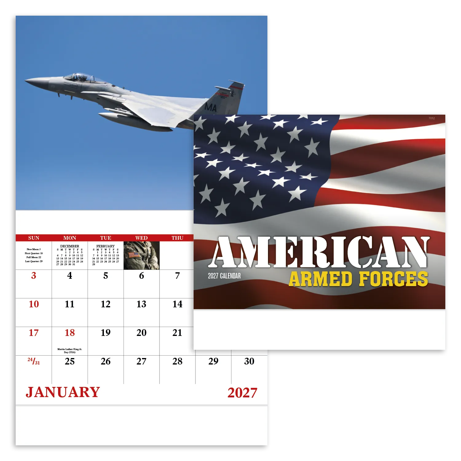Armed Forces Wall Calendar Stapled Patriotic FSC Paper - 19 x 11 in - product view 20
