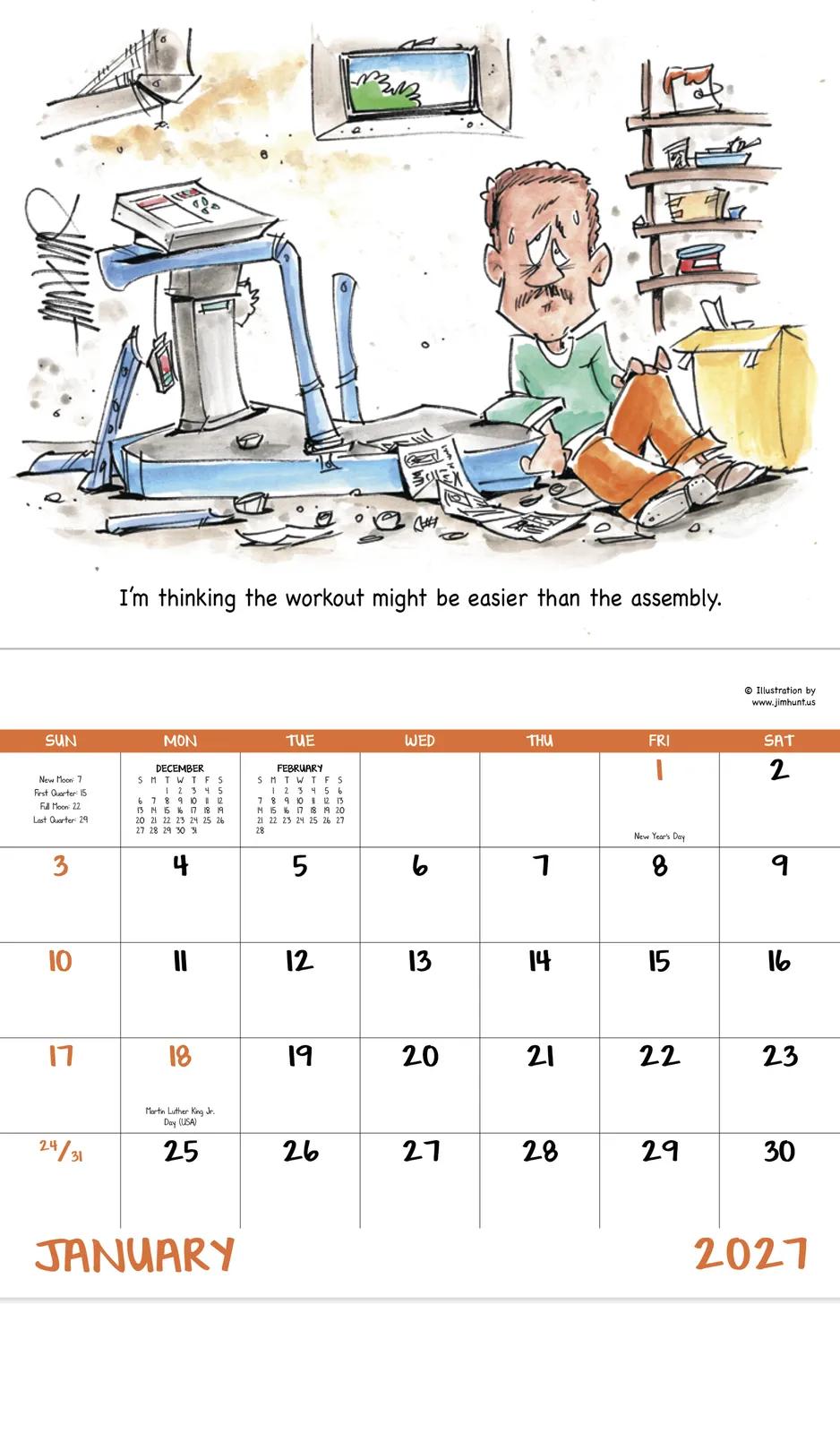 Humor Wall Calendar Stapled FSC Gloss Paper - 19 x 11 in - product view 5