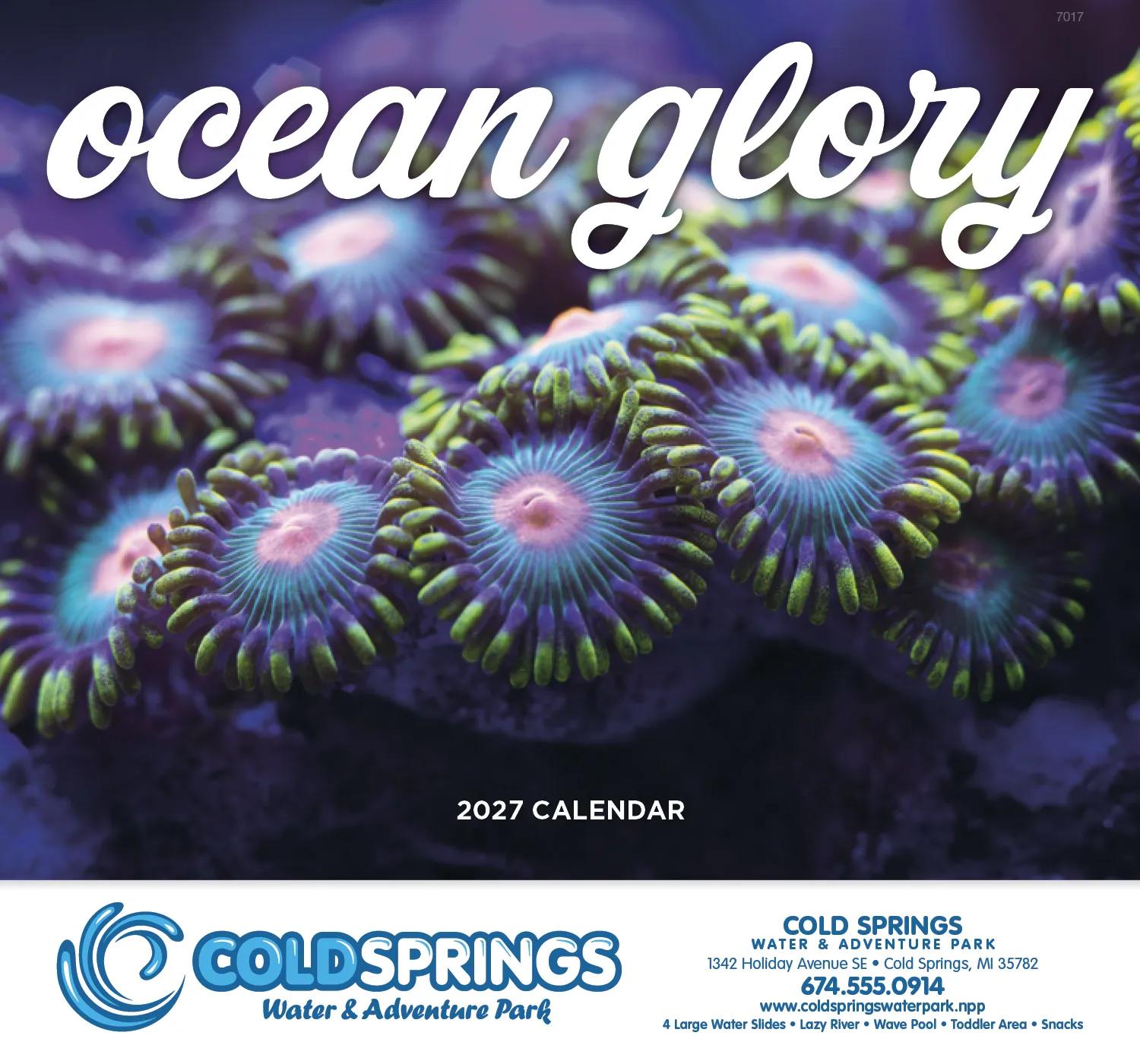 Ocean Life Wall Calendar Stapled FSC Gloss Paper - 19 x 11 in - product view 2