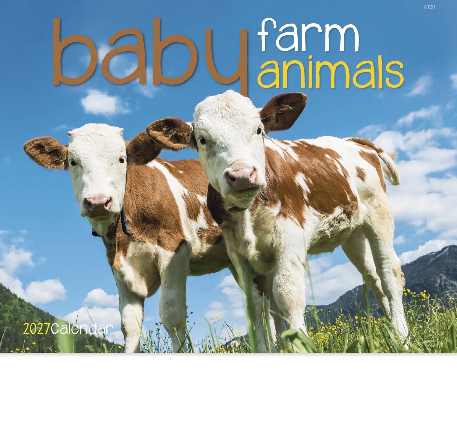Baby Farm Animals Wall Calendar Stapled FSC Paper - 19 x 11 in - product view 3