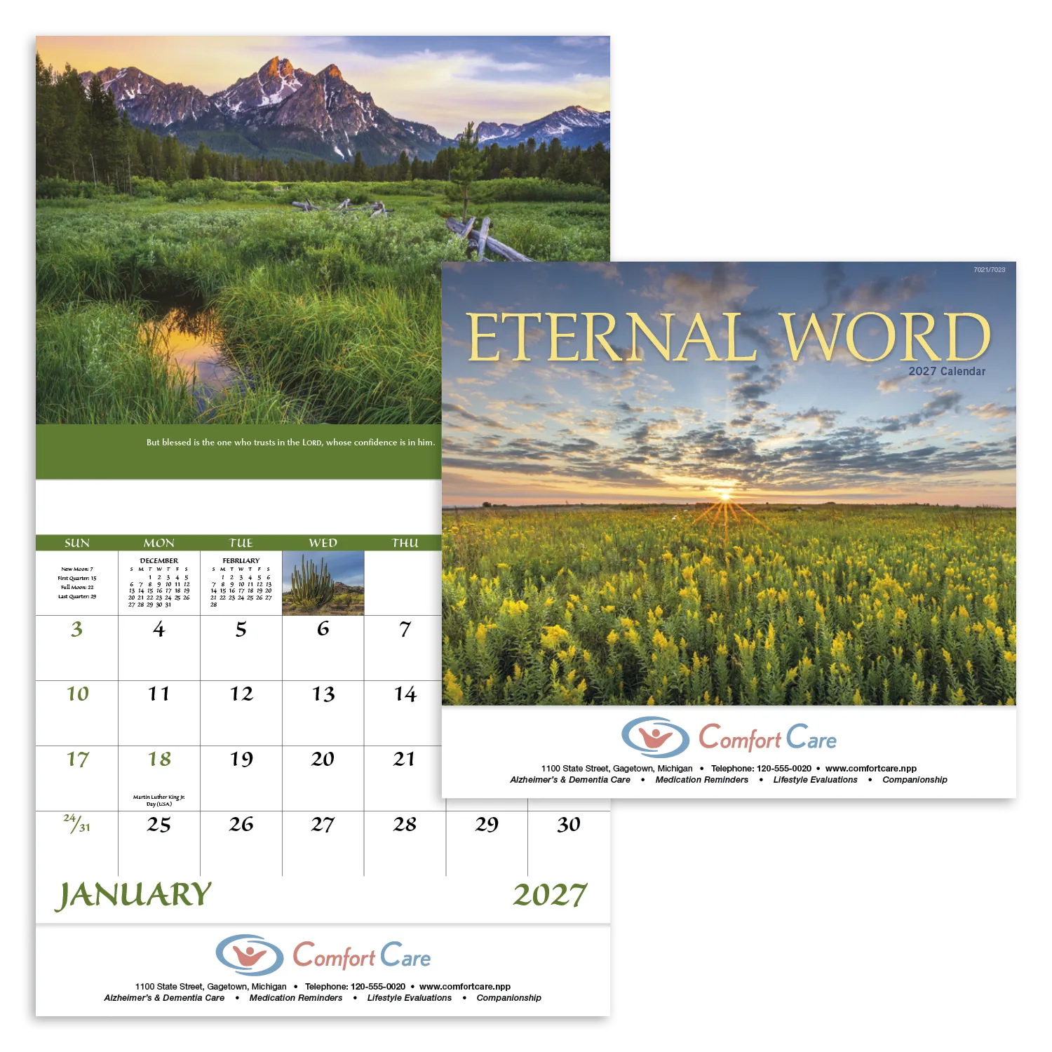Bible Verse Wall Calendar Stapled FSC Gloss Paper - 19 x 11 in - product view 19