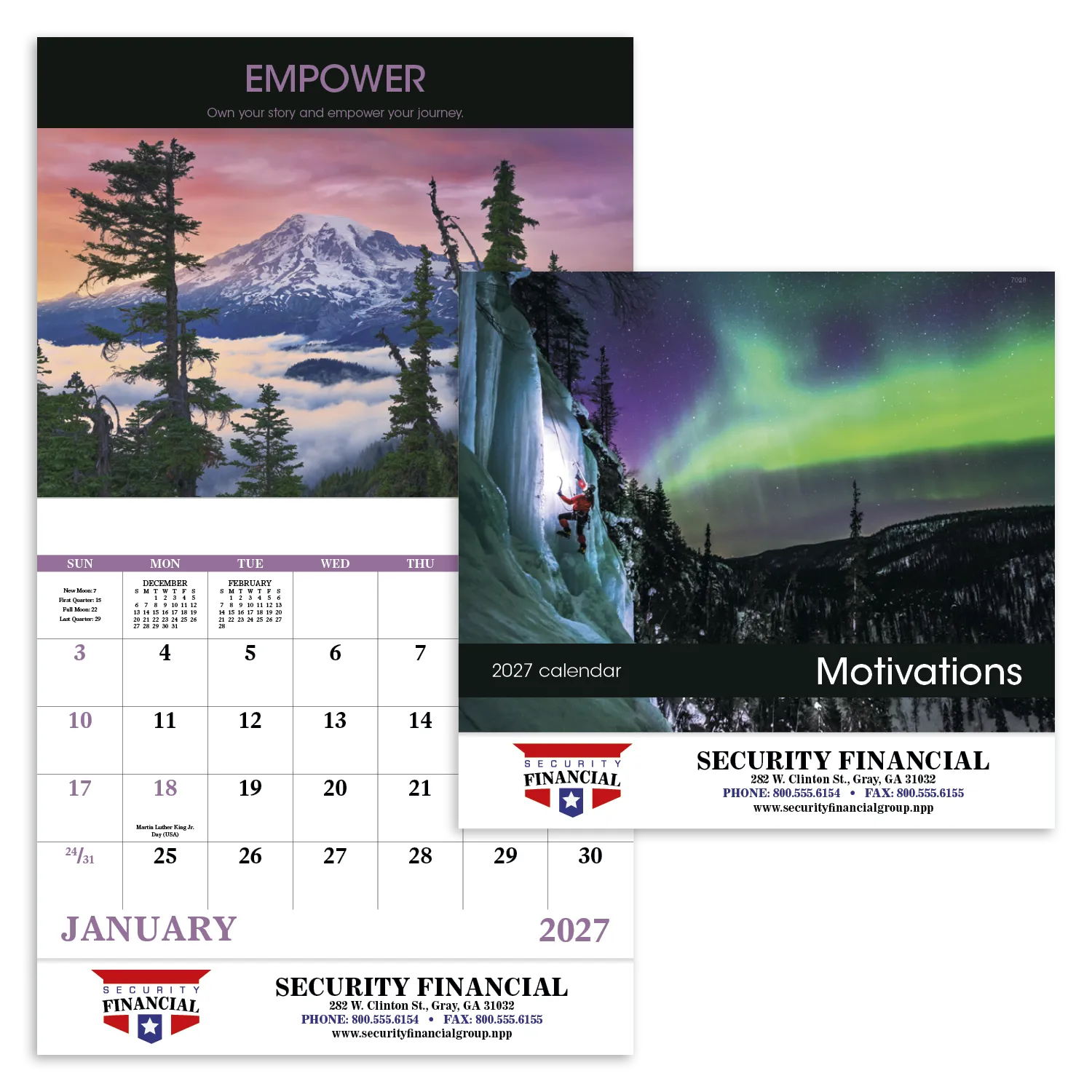 Motivational Wall Calendar Stapled FSC Gloss Paper - 19 x 11 in - product view 19